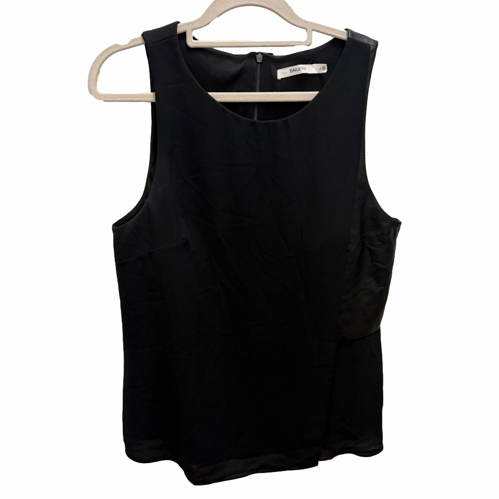 Bailey 44 Black Half Leather Blouse Size Large